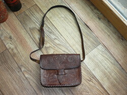 Régi , retró bőr táska , válltáska