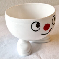 Bohém müzlis tál, bögre mosolygós arccal, lábakon (M=10, D=11,5) (171.)