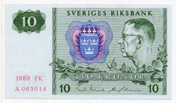 Svédország 10 svéd Korona, 1989 FK, aUNC