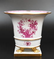 CSODÁS, HERENDI PORCELÁN INDIAI KOSÁR MINTÁS VÁZA, OROSZLÁNKÖRMÖS VÁZA