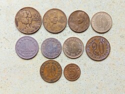 Jugoszlávia 10 db Különböző Érme 5 10 20 Para 1 10 20 50 Dínár 1953-1984