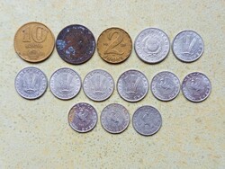 Magyarország 14 db Különböző Érme 10 20 Fillér 1 2 10 Forint 1950-1990