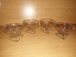 Régi talpas üveg fagyis, dessszertes kehely készlet - 4 db egyben (14/d)