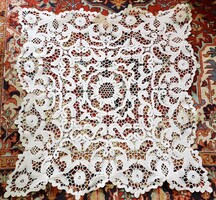 Cca 1918 ÓRIÁS 100 CM SZECESSZIÓS ART NOUVEAU VERT CSIPKE TERÍTŐ VERTCSIPKE MAGYAR KÉZIMUNKA