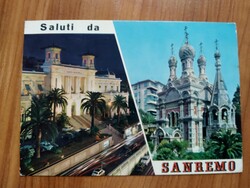 Olaszország, San Remo, Kaszinó éjszaka, és Ortodox templom, pálmafa