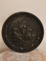 Antik 5kg-os öntöttvas falitál" Zenészek a kocsmában"(1880-1910)