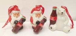Porcelán karácsonyfadísz, Coca Cola dísz 3 db