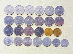 Olaszország 25 db Különböző Érme 5 10 20 50 Líra 1954-1981