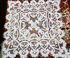 Cca 1918 ÓRIÁS 125 CM SZECESSZIÓS ART NOUVEAU VERT CSIPKE TERÍTŐ VERTCSIPKE MAGYAR KÉZIMUNKA