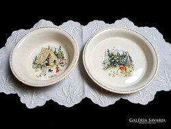 2 pcs Granite Children's Fairy Tale Plate Jancsi and Juliska, size as in the picture