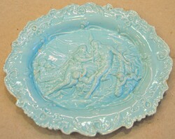 Antik francia porcelán tálka, Herkules és Omphalé, 18.század