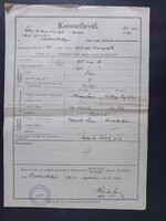 1857-es keresztlevél 1938-as másolata - Szabadbattyán, kissomlyói lakos részére