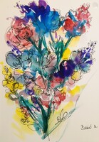 Virágok sorozat art by Konrad Biro. A4 méret. Gyönyörű akvarell illusztráció. Egy hét-egy esély !