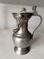 Zinn 95% ón nyitható fedeles kosfigurás kupa