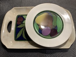 AKCIÓ  -  Antik, régi  ART DECO Villeroy & Boch 5db. kerámia desszertes tányér + tálca