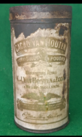 Antik 1/2 kg Van Houten Holland  kakaós fém doboz ,eredet cimkével 1900 évek eleje