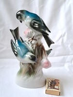 Nagy méretű, német Lippelsdorfi (GDR) madár páros porcelán figura