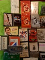 68 mixed music cassette tapes, from the 1970s, 80s, 90s, with songs, language lessons, original factory and recorded music