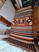 Vintage Mexikói Kézi Szőttes / Azték Mintás Kelim Szőnyeg