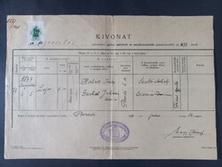 1877 Poroszló református keresztelési kivonat  1938-as másolata