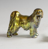 Zsolnay eozin mázas porcelán kutya