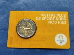 FRANCIAORSZÁG 2 EURO 2021 2024 PÁRIZS OLIMPIA! ATLÉTIKA! BU COINCARD! BIMETÁL! RITKA!