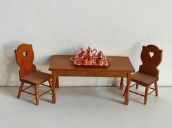 Vintage babaházi teáskészlet és kávés székekkel - babaház kiegészítők, konyha