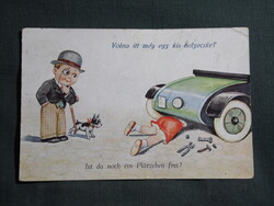 Képeslap,grafikai,művészet,humor,vicc,gyerek modell,Volna itt még egy kis helyecske ?,1931-