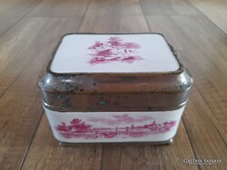 Antik Francia fajansz doboz