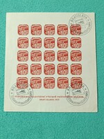 Külföldi blokk, kisív - Csehszlovákia 1937 - Újságbélyeg pecsételt ív (*)