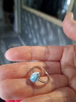 Eredeti larimár csepp drágaköves gyűrű   szárm: Dominika