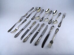 1Z323 Régi 6 személyes vastagon ezüstözött orosz evőeszköz készlet 18 darab