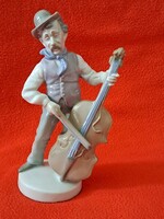 Ritka német Grafenthal (GDR) nagybőgős / cigány zenész porcelán figura
