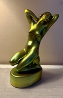 Zsolnay eozin mázas női akt szobor – 25 cm – gyűjtői darab
