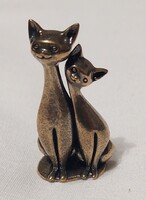 Miniatűr réz macska páros figura