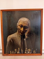 Stéhlik János (1942–2022): A fogfájós sakkozó (1973) - gyűjtői darab