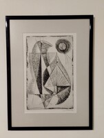 Hincz Gyula: Absztrakt formák, rézkarc,grafika