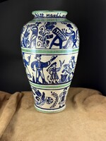 Eszméletlen ritka és gyönyörű hatalmas népi motívumos Korondi váza ( 41cm )﻿