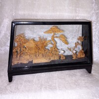 "SAN YOU ". Kínai parafa miniatűr, pagodás, madaras, Dioráma.