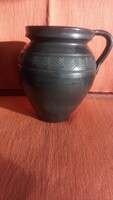 Karcagi fekete kerámia korsó, köcsög