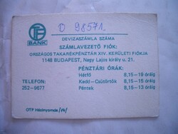 OTP Országos Takarékpénztár devizaszámla kártya