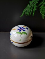 Búza virág mintás háború előtti kerek ó Herendi porcelán bonbonier ritka gyűjtői darab