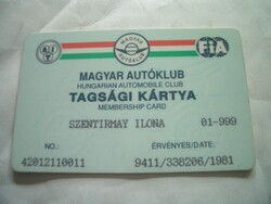 Magyar Autóklub tagsági kártya 1994