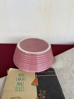 Extra ritka Gyönyörű jelzett Körmöcbányai 18 cm tál rózsaszín puncsmázas  nosztalgia