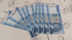 Sorszámkövető hajtatlan 1000.- Ft os Bankjegy 10 db