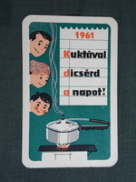 Kártyanaptár,Alumínium ipari vállalat,kukta,grafikai, 1961