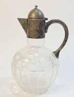 Gyönyörű, antik, ezüst szerelékes likőrös üveg /kiöntő - karaffa - kancsó/