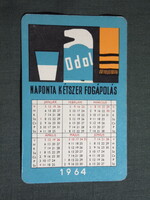 Kártyanaptár,ODOL fogkrém,szájvíz,grafikai,1964