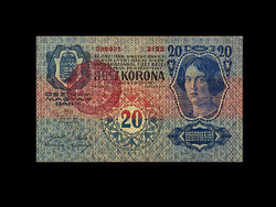 113 ÉVES 20 KORONA (1913 II kiadás) - DÖK bélyegző a császári címeren - nagyon ritka!