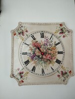 Dekoratív, bájos virágmintás Bassano kerámia falióra